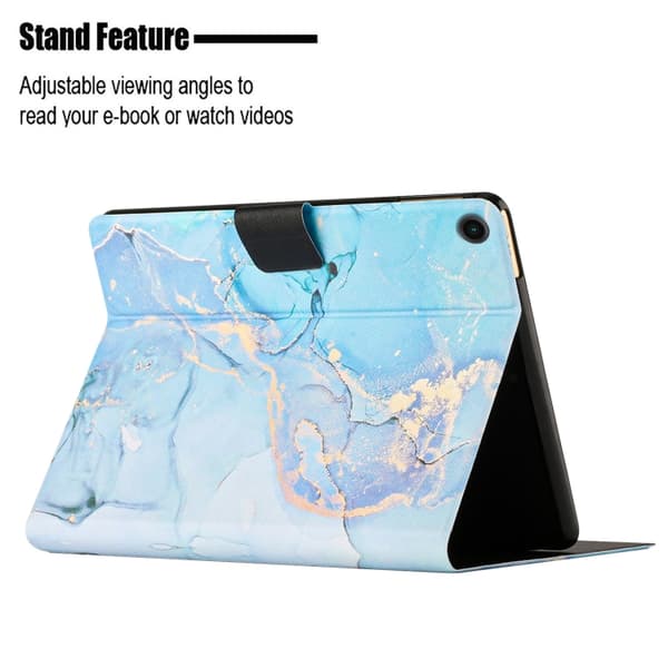 Samsung Galaxy Tab A8 Marble Mönster Smart Läderfodral Blå
