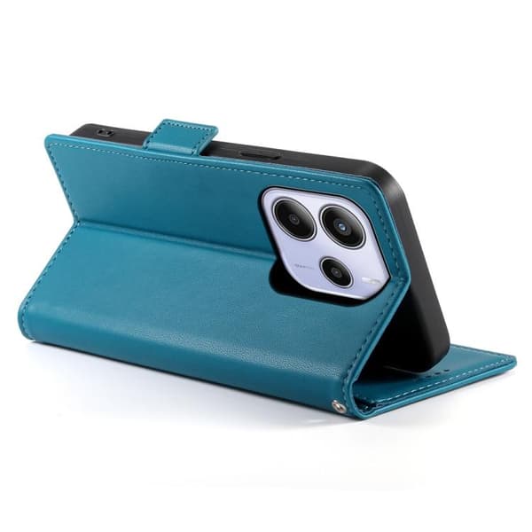 Redmi Note 14 4G - Global Sidobuckle Magnetisk Frostad Läderfodral Blå