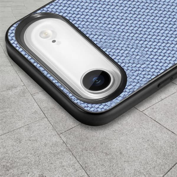iPhone 17 Air Skal - Kolfibertextur och Läder Blå