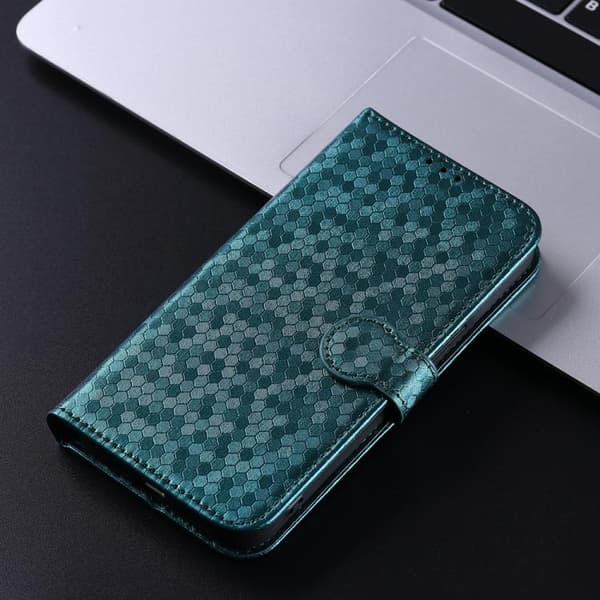 iPhone 18 Pro Max / iPhone 17 Pro Max Skal läderfodral med honungskaka pricktextur Grön