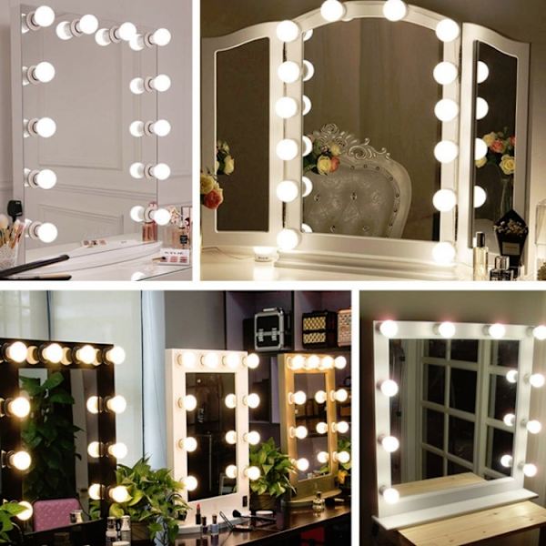 14 LED-lampor spegel frontljus dimbar smink spegel USB touch control ljus