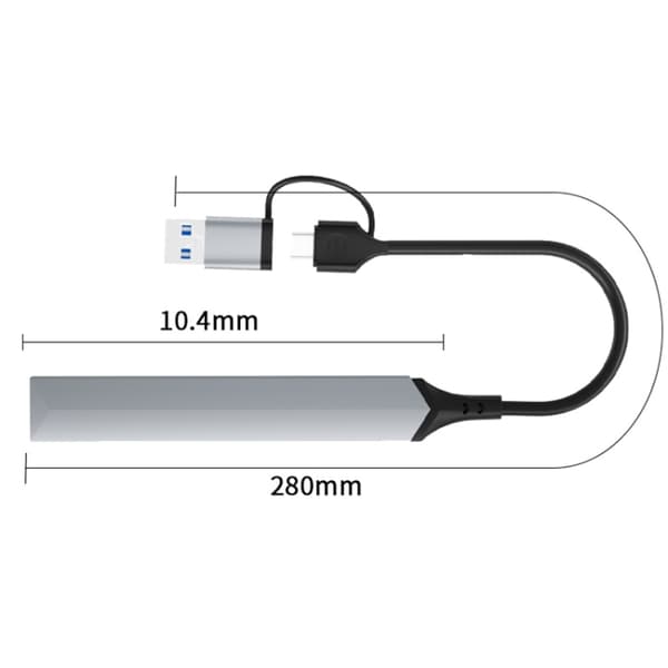 V252B 4-i-1 USB + USB-C/Typ-C Multifunktionell Dockningsstation Hub Adapter