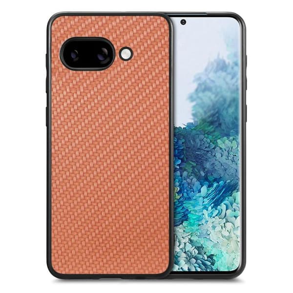 för Pixel 9a Skal med Kolfibertextur och Läderbaksida Brun