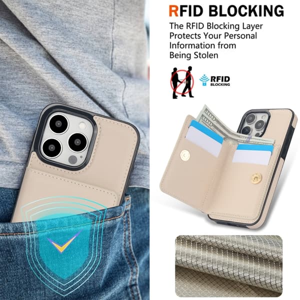iPhone 16 Pro Max RFID Antistöld Kort Ringhållare Skal Vit