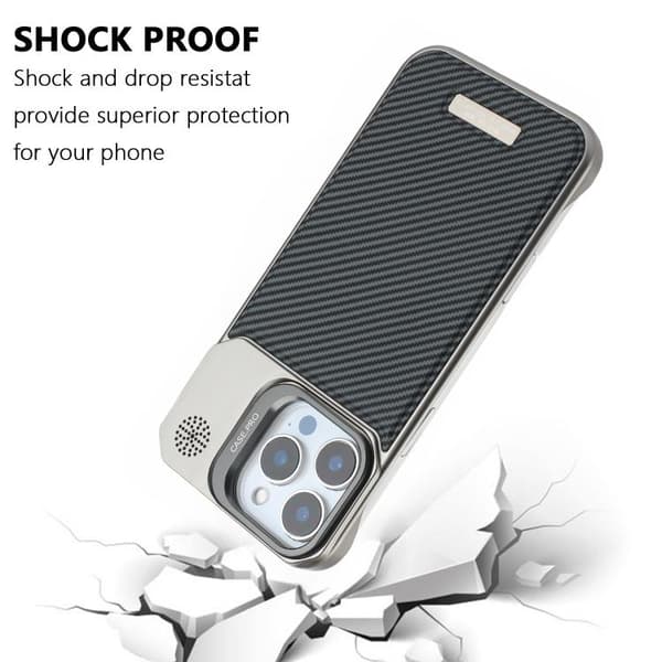 iPhone 16 Pro Max Frameless Kolfiber Skal med PC MagSafe Titangrå