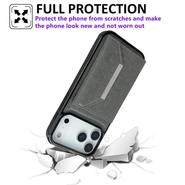 iPhone 18 Pro Max / iPhone 17 Pro Max Skal med Solid Färg och Metallspänne för Kortfack Grå