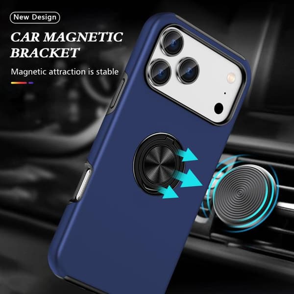 iPhone 18 Pro Max / iPhone 17 Pro Max Skal - PC + TPU med osynlig ringhållare Marinblå