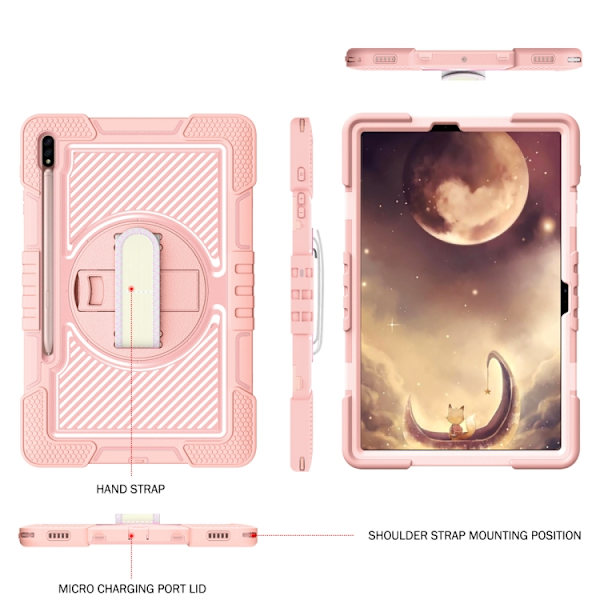 Samsung Galaxy Tab A7 Lite 360° Rotationsfodral i Silikon och PC Roséguld