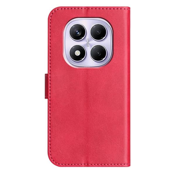 Redmi Note 14 Pro 4G - Dubbelvikts S-formad Läderfodral Rosröd