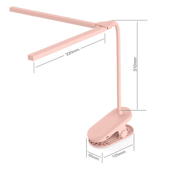 TD5 Dubbel bordslampa med USB-skrivbordsklämma, stil: Plug-in-version (vit)