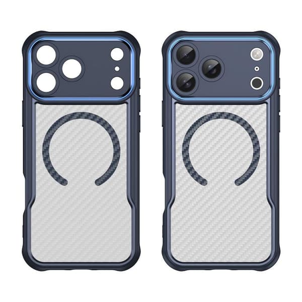 iPhone 17 Pro Max Skal - kolfibertextur med MagSafe, genomskinlig Blå