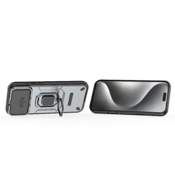 iPhone 18 Pro Max / iPhone 17 Pro Max Skal med Sliding Camshield TPU + PC Stötsäker med Hållare Grå