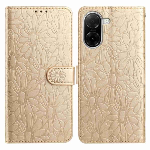 Redmi A5 4G - Daisy Prägad Läderfodral Guld