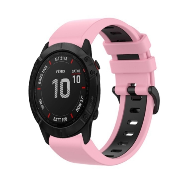 För Garmin Fenix ​​6X Pro 26 mm silikon watch i två färger Pink-Black