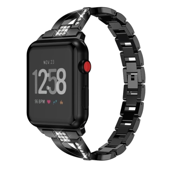 För Fitbit Versa / Fitbit Versa 2 / Fitbit Versa Lite Edition Universal X-formad metallrem Black