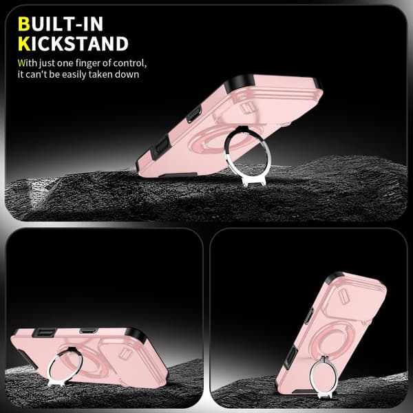 iPhone 18 Pro / iPhone 17 Pro Skal med Sliding Camshield Ring Holder Rosa