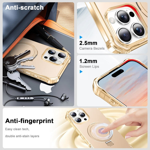 iPhone 16 Pro Max Solid Color Wave MagSafe Skal Guld