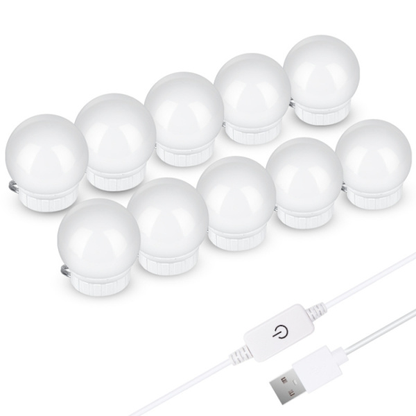 LED-sminkspegel med USB-justerbar ljusstyrka, 2 LED-lampor