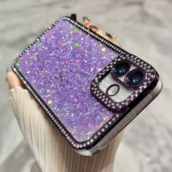 iPhone 16 Pro Max Diamant Glittrande Paljetter TPU Skal Guld