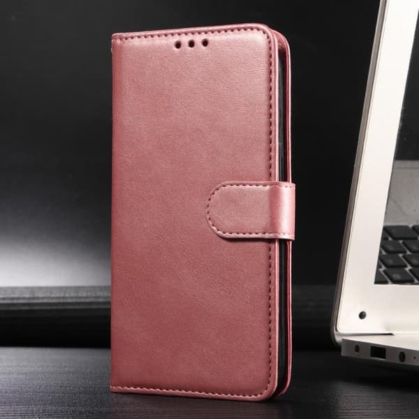 Redmi Note 14 4G - Flip Läderfodral i Klassisk Kalvskinnstextur, Global Roséguld