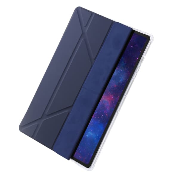 Samsung Galaxy Tab S9 FE+ Klart Akryl Läderfodral Mörkblå