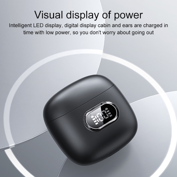 USAMS IAII15 Zero Sense II Series Digital Display Mini TWS Semi-In-Ear Trådlösa Bluetooth-hörlurar Svart
