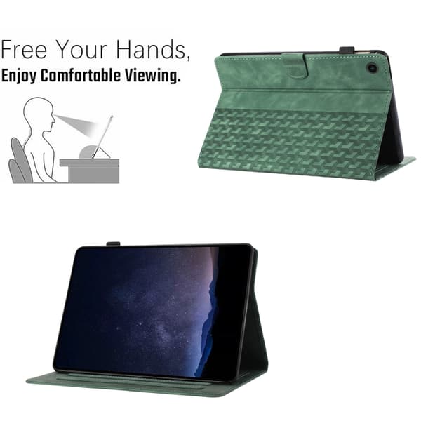 Samsung Galaxy Tab A9 / A11 Prägla Läderfodral för Surfplatta Grön