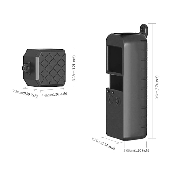 2 i 1 diamantstruktur silikonfodral set till DJI OSMO Pocket Svart