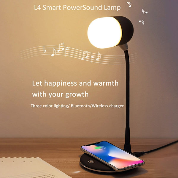 L4 Multifunktionell trådlös laddning LED-skrivbordslampa med Bluetooth 5.0-högtalare (grön)