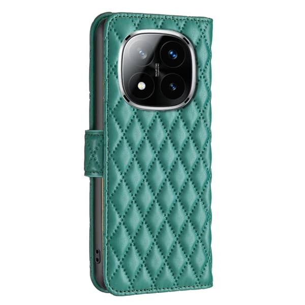 Redmi Note 14 Pro 5G / Note 14 Pro+ 5G - Diamantmönster Plånboksfodral i Läder Grön