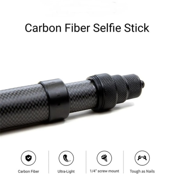 1,5 m kolfiberförlängd monopod osynlig selfiepinne för Insta360 / DJI Action / GoPro / Xiao Yi sportkamera