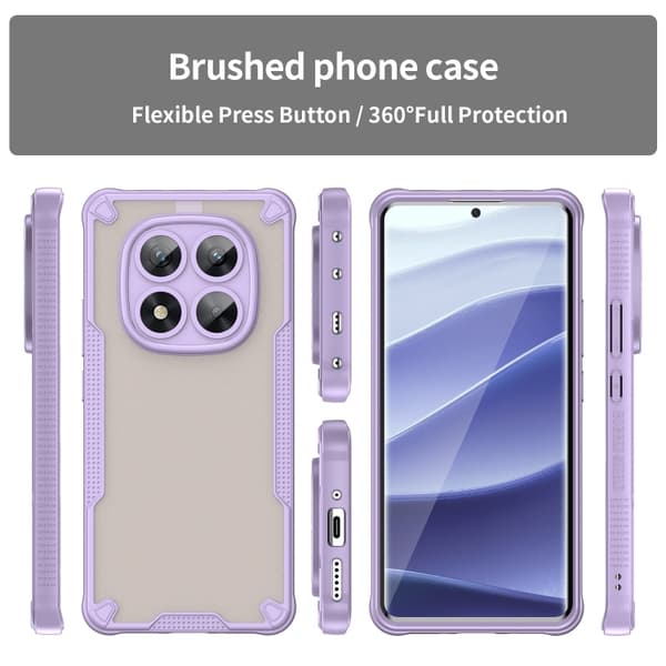 Redmi Note 14 Pro 5G - Armor Glaze PC Hybrid TPU Mobilskal Purpur