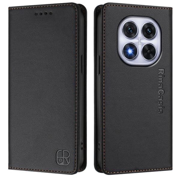 Redmi Note 14 Pro 4G RC01 - Dubbelvikts Magnetisk RFID Läderfodral Svart