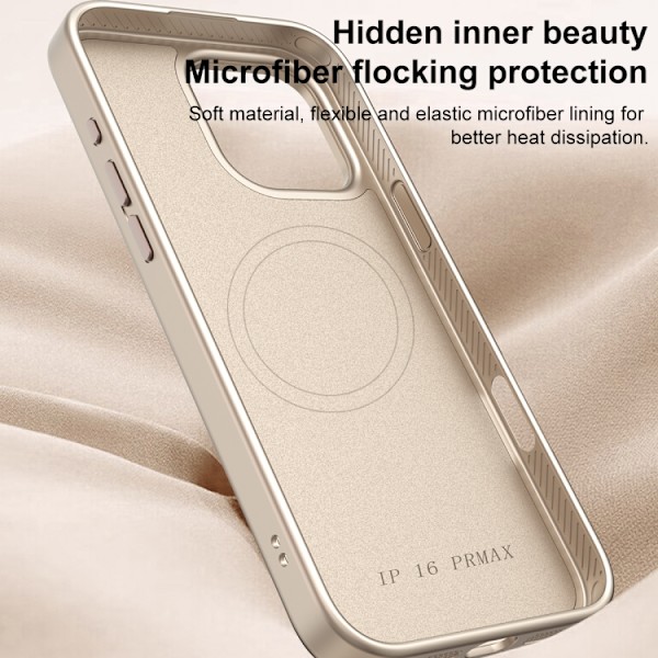 iPhone 16 Pro Wave Texture Liquid Silicone Titanium MagSafe Skal Grå