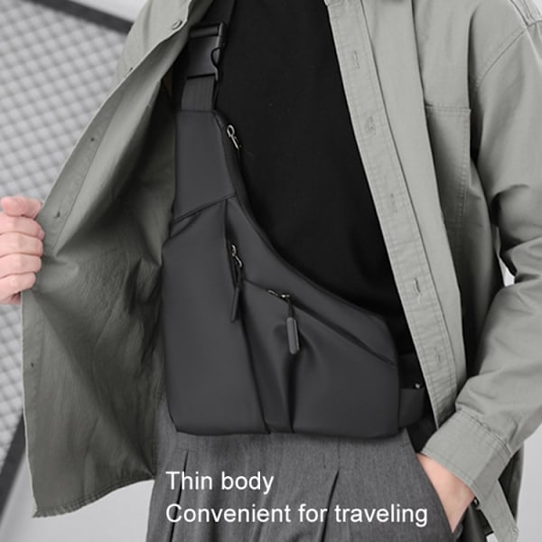 Antistöld Fit Triangle Väska Fritid Läder Film Crossbody Bröstväska Grå