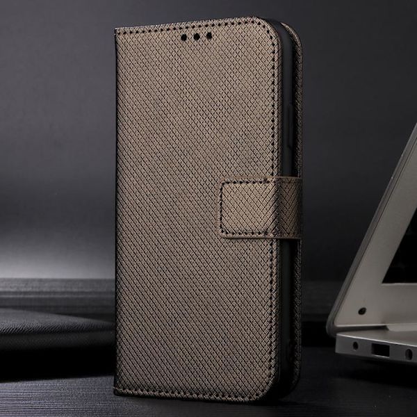 Redmi Note 14 4G - EU Version Diamanttextur Läderfodral Brun