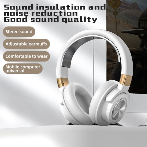 A51 USB-laddning trådlöst Bluetooth HIFI Stereo Headset med mikrofon Vit