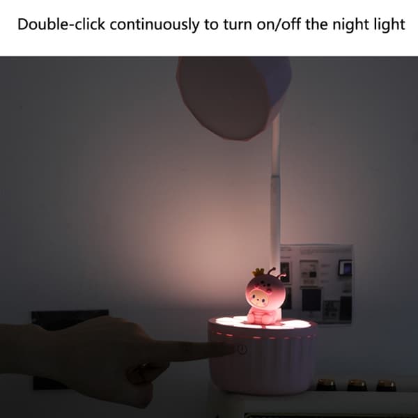 2102 LED Ögonskydd Belysning Läs Skrivbordslampa - med Docka (Rosa)