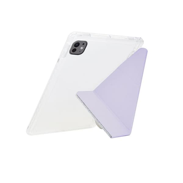 iPad Pro 13 2024 - Y-Fold Klar Akryl Glitter Smart Läderfodral Purpur