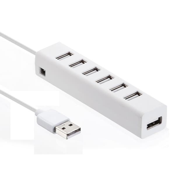 7-portars USB-hubb 2.0 USB-splitter med hög hastighet 480Mbps (Vit)