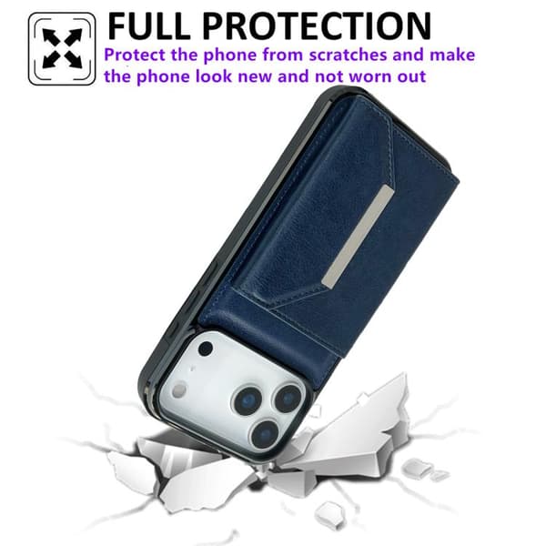iPhone 18 Pro / iPhone 17 Pro Skal med Solid Färg och Metallspänne för Kortfack Blå