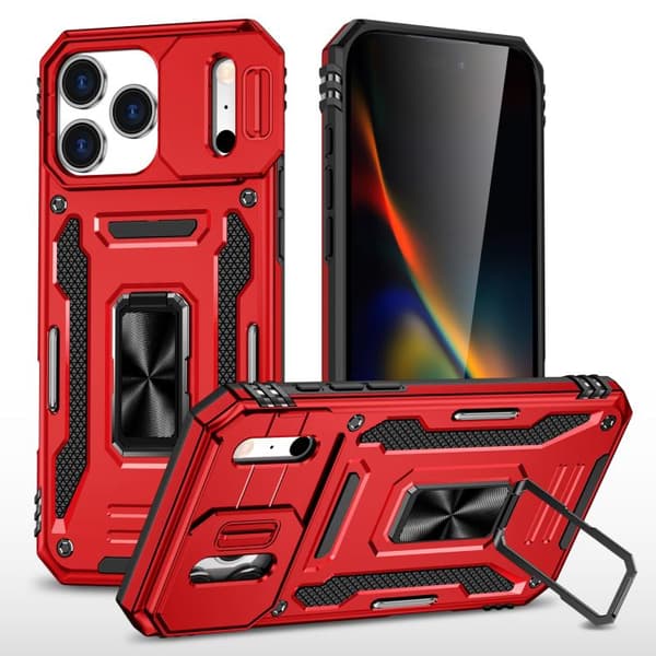 iPhone 18 Pro Max / iPhone 17 Pro Max Skal med Armor PC + TPU Kameraskydd Röd