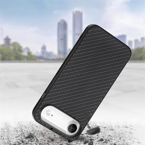 iPhone 17 Air Skal - Kolfibertextur och Läder Svart