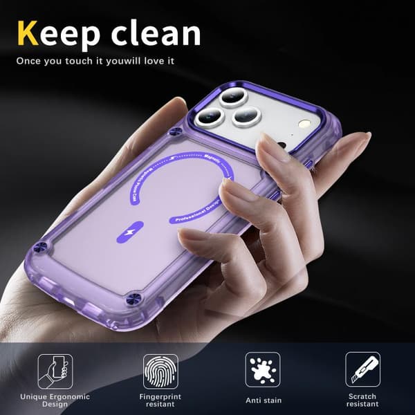 iPhone 18 Pro Max / iPhone 17 Pro Max Skal - TPU + PC med MagSafe Magnetisk Genomskinlig lila