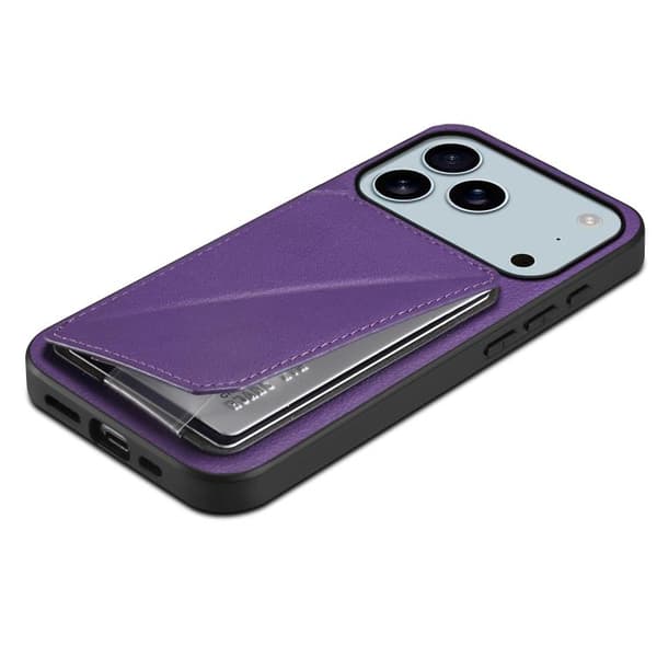 iPhone 17 Pro Skal - kalvtextur med dubbla kortfack Purpur