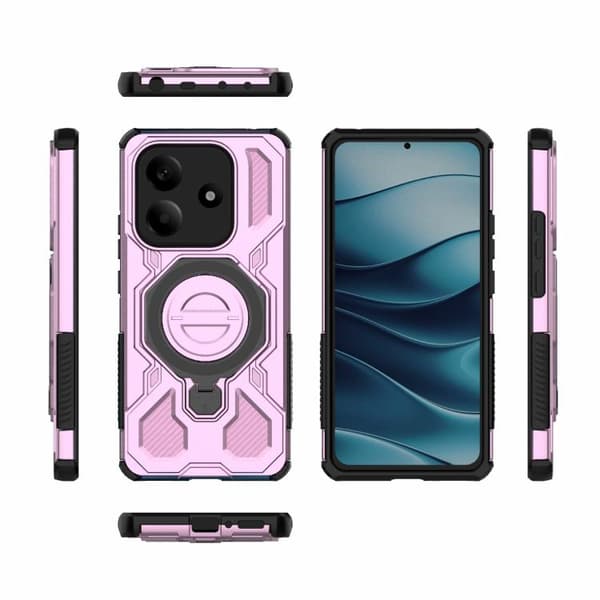 Redmi Note 14 5G J-20 - Solid Färg MagSafe Magnetisk TPU+PC Mobilskal Rosa