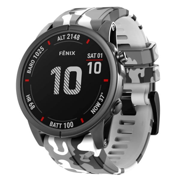 För Garmin Fenix ​​7 Camouflage Silicone Watch Band White