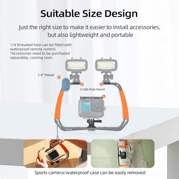 TELESIN Action Camera Handheld Grip Stabilizer Underwater Scuba Diving Mount