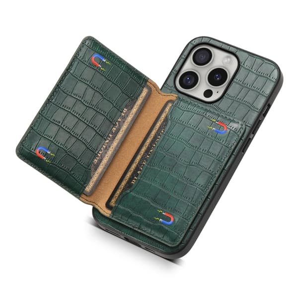 iPhone 16 Pro Max Crocodile Textur Skal Design med Full Täckning Grön