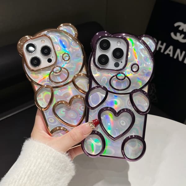 iPhone 16 Pro Bärformad Elektropläterad Laser TPU Skal Blå